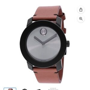 Movado Black and Brown Leather Watch
